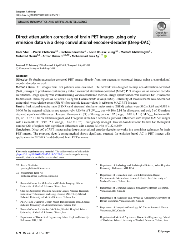 (PDF) Direct attenuation correction of brain PET images using only ...