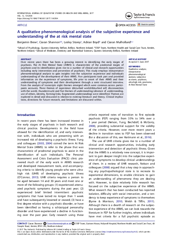  pdf understanding at risk mental states a study