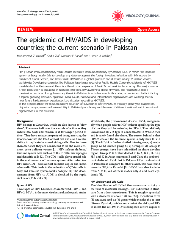 (PDF) The epidemic of HIV/AIDS in developing countries; the current ...