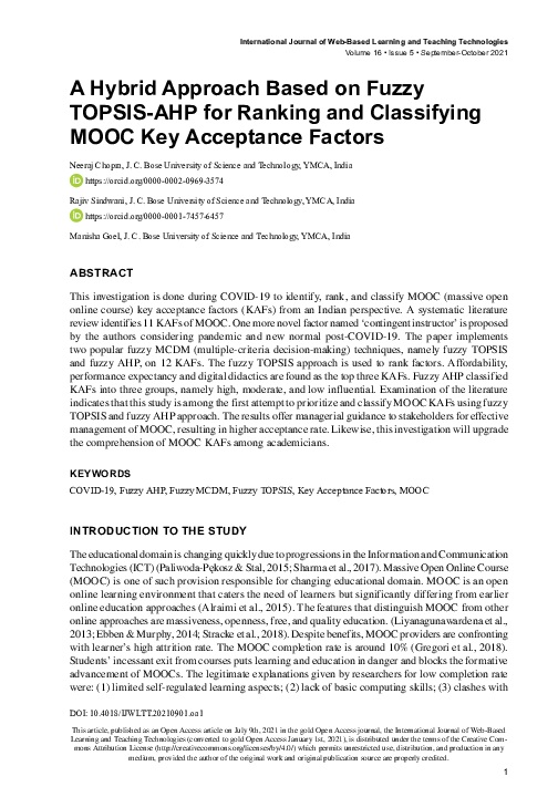 (PDF) A Hybrid Approach Based on Fuzzy TOPSIS-AHP for Ranking and ...