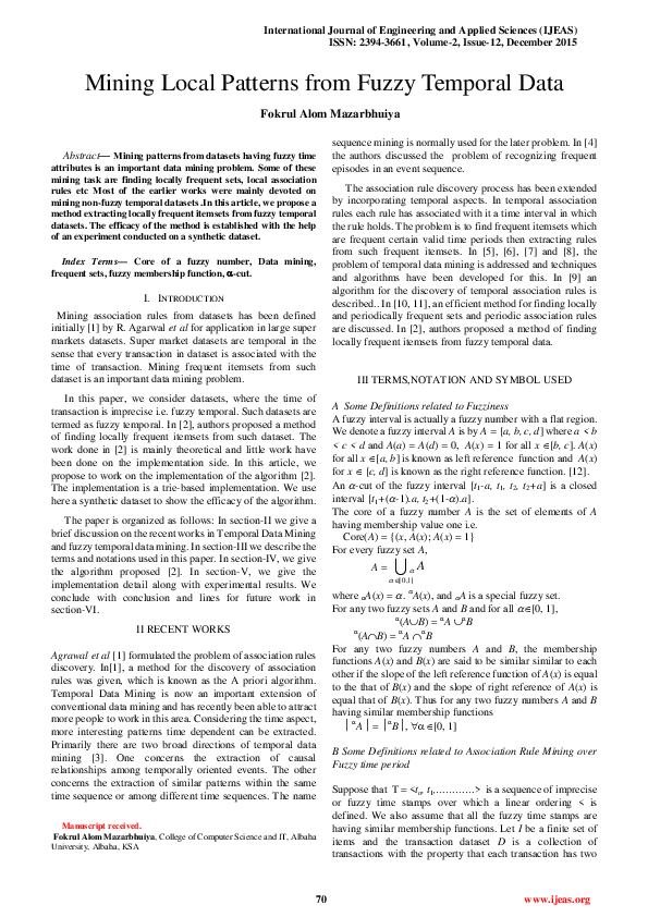 (PDF) Mining Local Patterns from Fuzzy Temporal Data
