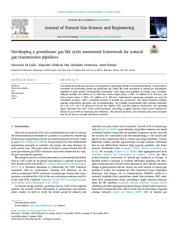 (PDF) Developing a greenhouse gas life cycle assessment framework for ...