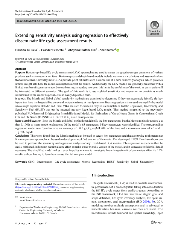 (PDF) Extending sensitivity analysis using regression to effectively ...