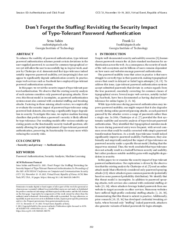 (PDF) Don't Forget the Stuffing! Revisiting the Security Impact of Typo ...