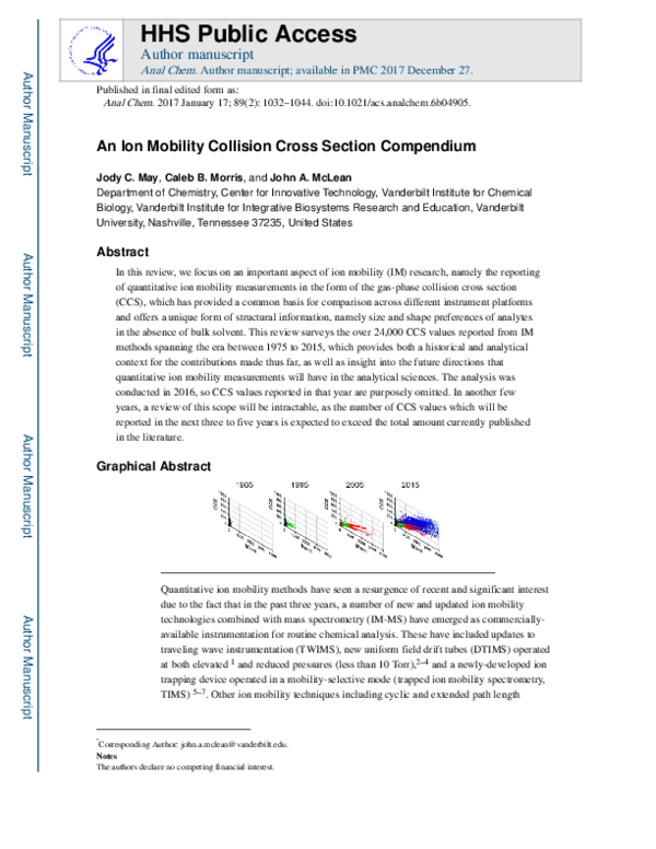 (PDF) Ion Mobility Collision Cross Section Compendium