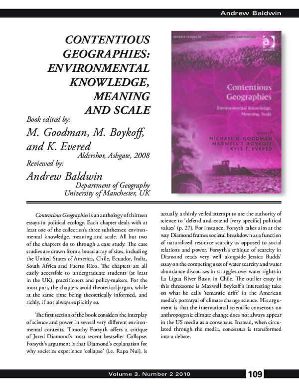 (PDF) Contentious Geographies: Environmental Knowledge, Meaning, Scale