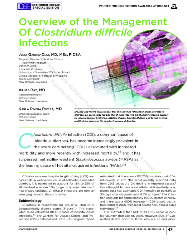 (PDF) Overview of the Management Of Clostridium difficile