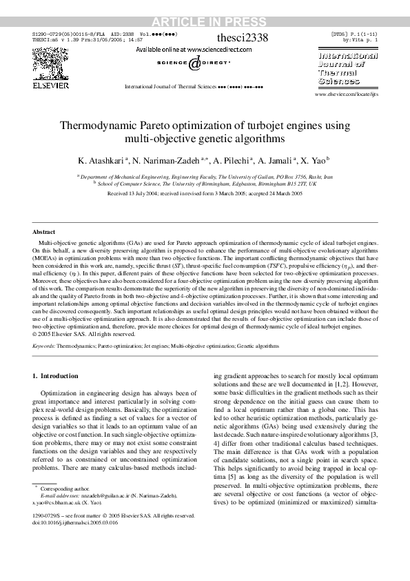 (PDF) Thermodynamic Pareto optimization of turbojet engines using multi ...