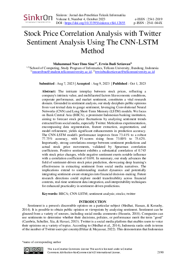 (PDF) Stock Price Correlation Analysis with Twitter Sentiment Analysis ...