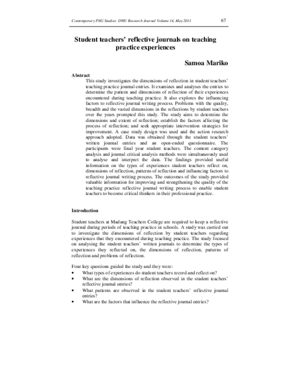 pdf-student-teachers-reflective-journals-on-teaching-practice