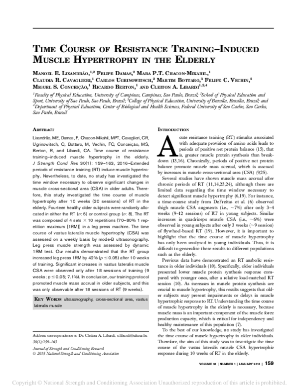 (PDF) Time Course of Resistance Training–Induced Muscle Hypertrophy in ...