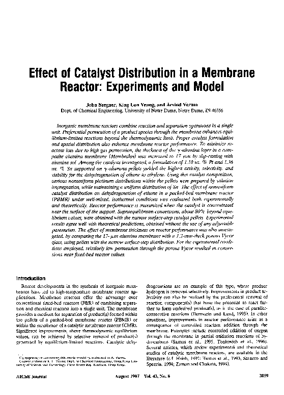 (PDF) Effect of catalyst distribution in a membrane reactor ...