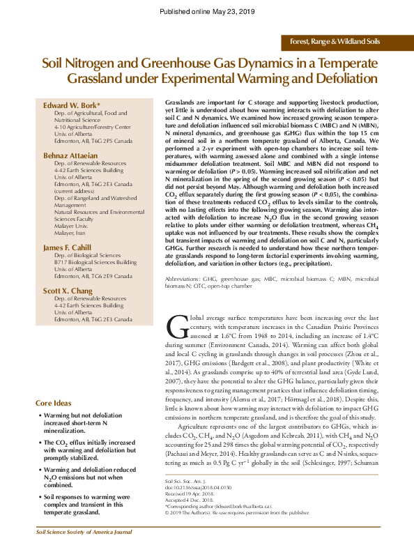 (PDF) Soil Nitrogen and Greenhouse Gas Dynamics in a Temperate ...