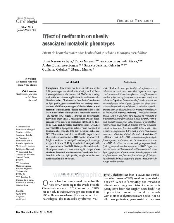 (PDF) Effect of metformin on obesity associated metabolic phenotypes