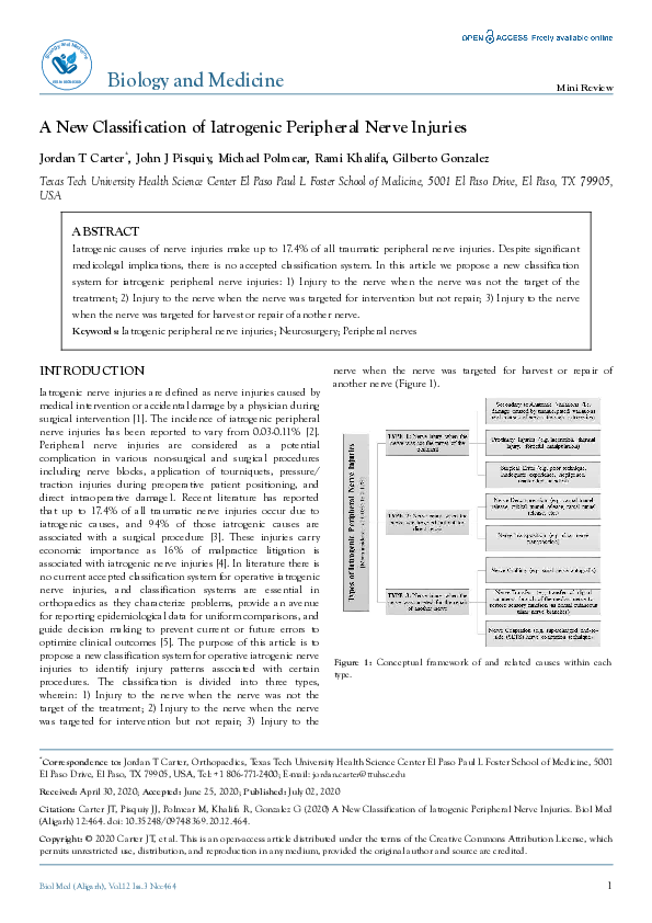 (PDF) A New Classification of Iatrogenic Peripheral Nerve Injuries