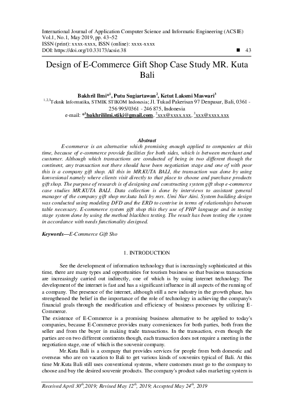 (PDF) Design of E-Commerce Gift Shop Case Study MR. Kuta Bali