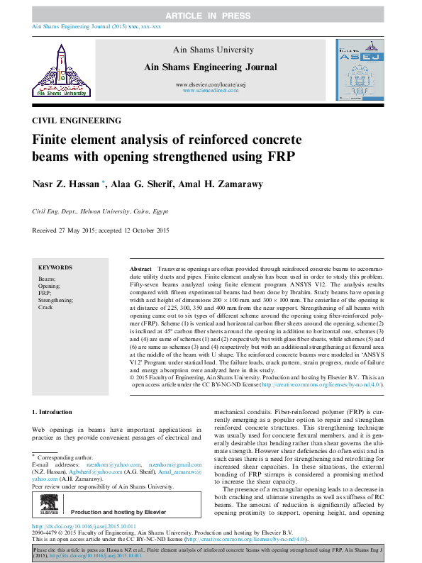 (PDF) Finite element analysis of reinforced concrete beams with opening ...