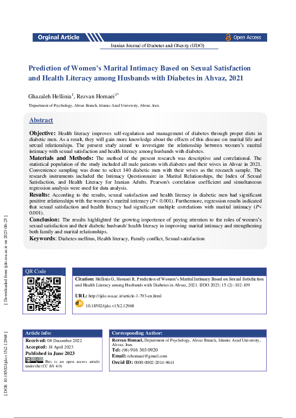 (PDF) Prediction of Women’s Marital Intimacy Based on Sexual ...