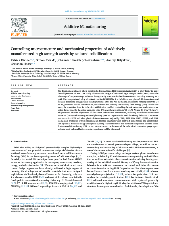 (PDF) Controlling microstructure and mechanical properties of ...