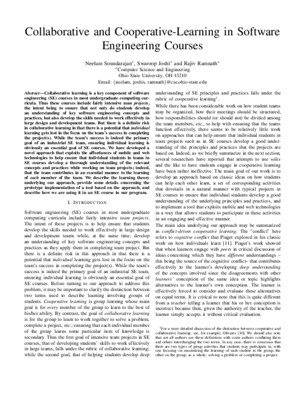 (PDF) Collaborative and Cooperative-Learning in Software Engineering ...