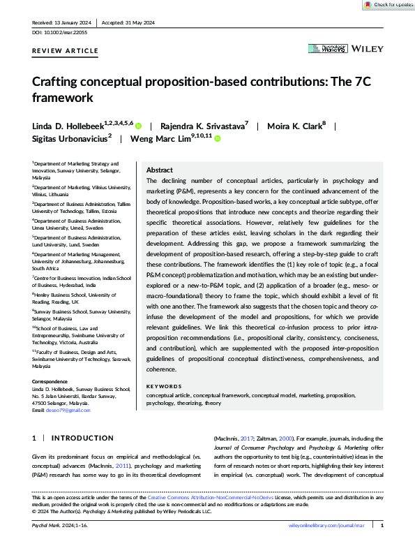 (PDF) Crafting conceptual proposition-based contributions: The 7C framework