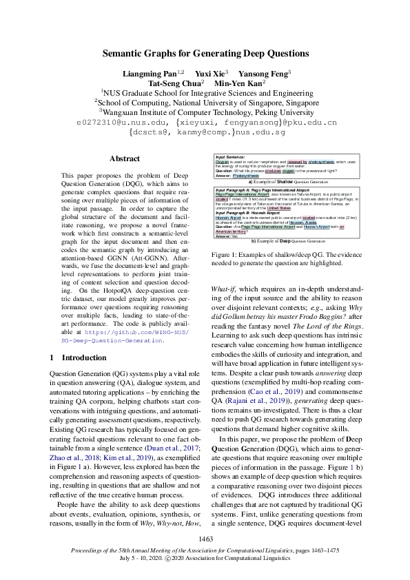 (PDF) Semantic Graphs for Generating Deep Questions