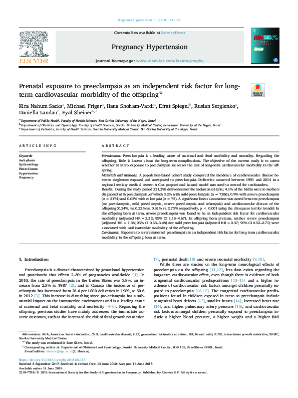 (PDF) Prenatal exposure to preeclampsia as an independent risk factor ...