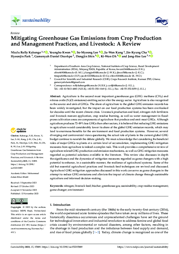 (PDF) Mitigating Greenhouse Gas Emissions from Crop Production and ...