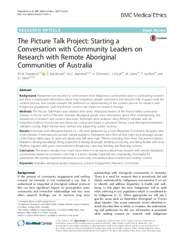 (PDF) The Picture Talk Project: Starting a Conversation with Community ...