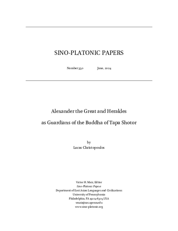 (PDF) Alexander the Great and Herakles as Guardians of the Buddha of ...