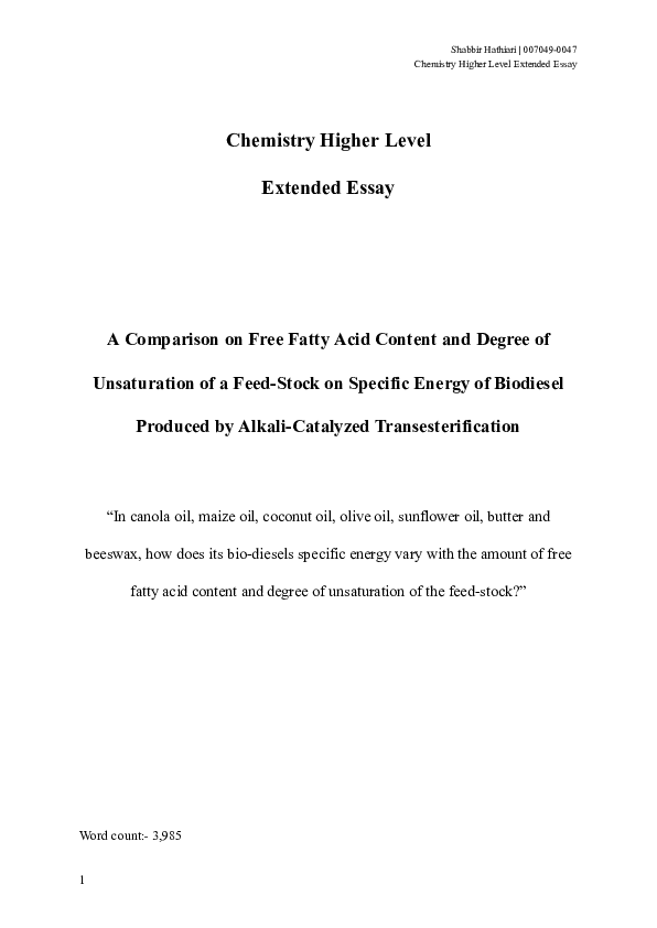 (PDF) A Comparison on Free Fatty Acid Content and Degree of ...