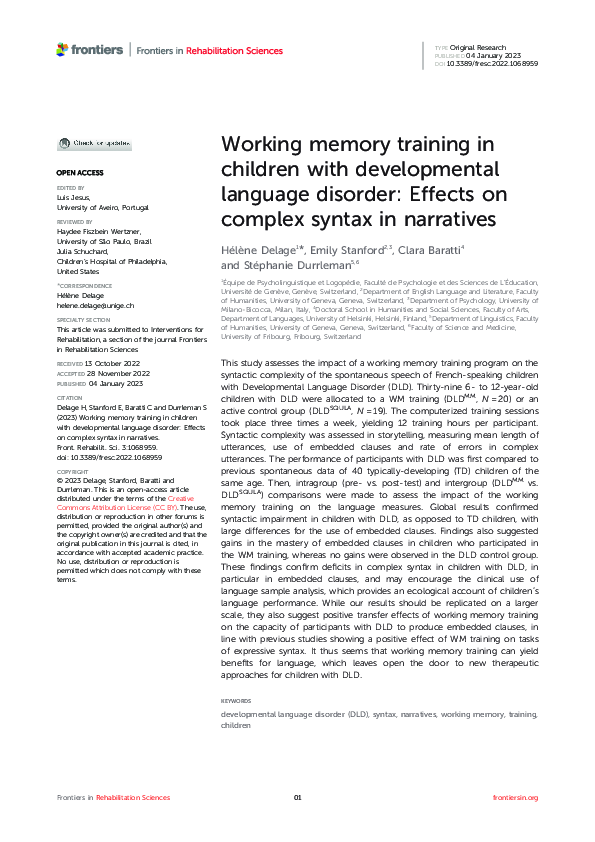 (PDF) Working memory training in children with developmental language ...