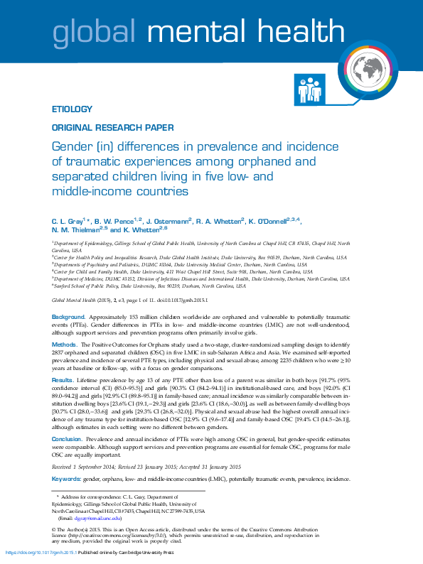 (PDF) Gender (in) differences in prevalence and incidence of traumatic ...