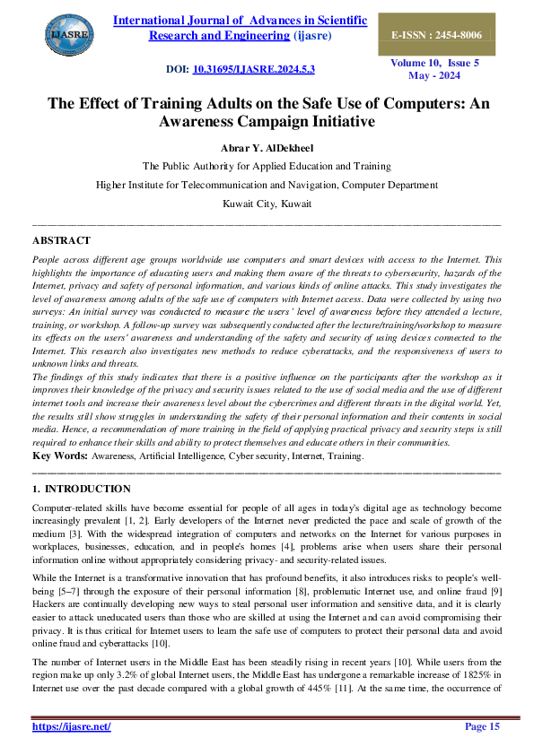 (PDF) The Effect of Training Adults on the Safe Use of Computers: An ...
