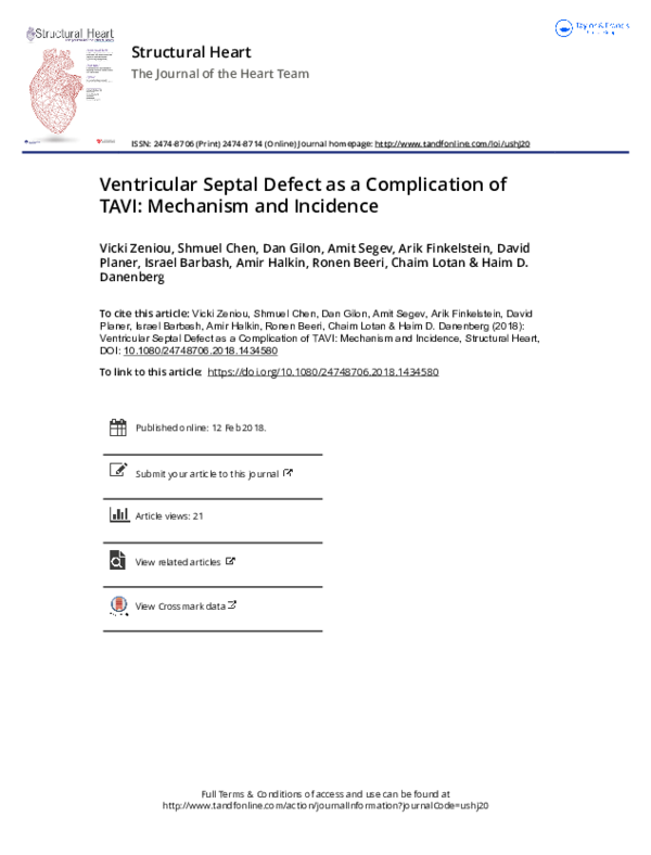 (PDF) Ventricular Septal Defect as a Complication of TAVI: Mechanism ...