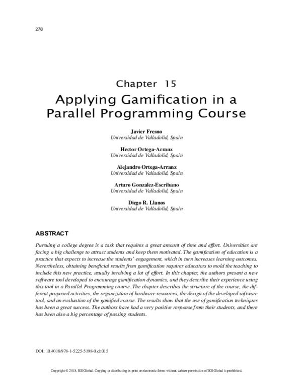 (PDF) Applying Gamification in a Parallel Programming Course