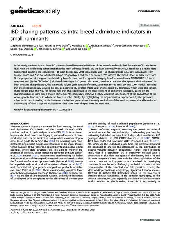(PDF) IBD sharing patterns as intra-breed admixture indicators in small ...