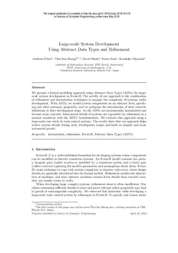 (PDF) Large-scale system development using Abstract Data Types and ...