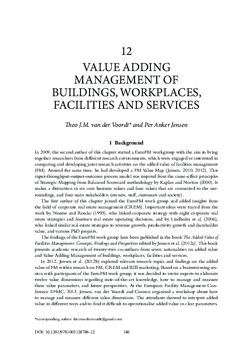 (PDF) Value Adding Management of buildings, workplaces, facilities and ...