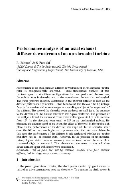 (PDF) Performance analysis of an axial exhaust diffuser downstream of ...