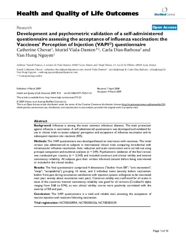 (PDF) Development and psychometric validation of a self-administered ...