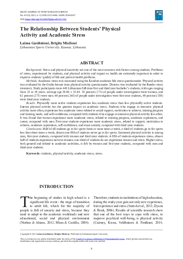 (PDF) The Relationship Between Students’ Physical Activity and Academic ...