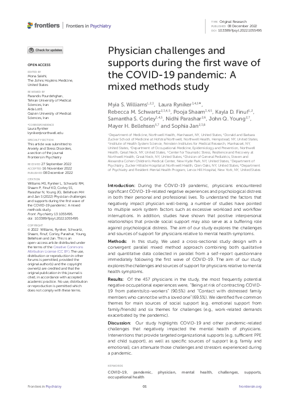 (PDF) Physician challenges and supports during the first wave of the ...