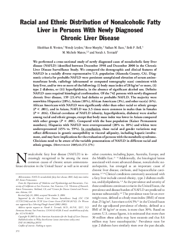 (PDF) Racial and ethnic distribution of nonalcoholic fatty liver in ...