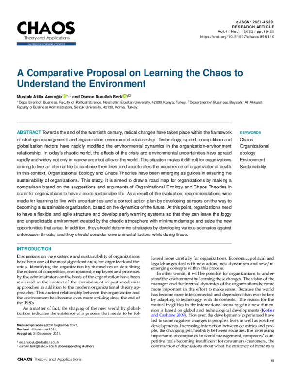 (PDF) A Comparative Proposal on Learning the Chaos to Understand the ...