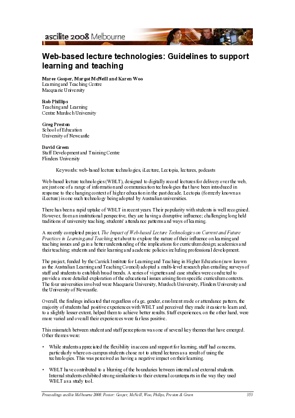 (PDF) Web-based lecture technologies: Guidelines to support learning ...