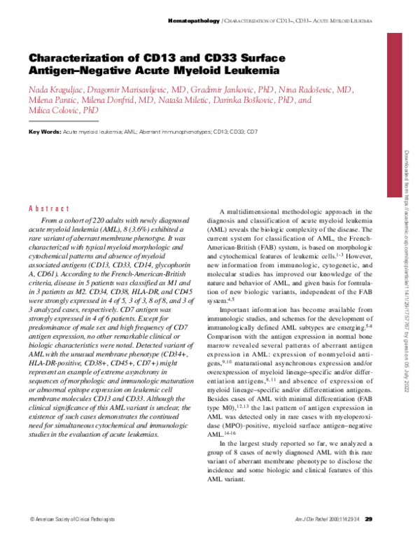 (PDF) Characterization of CD13 and CD33 Surface Antigen–Negative Acute ...