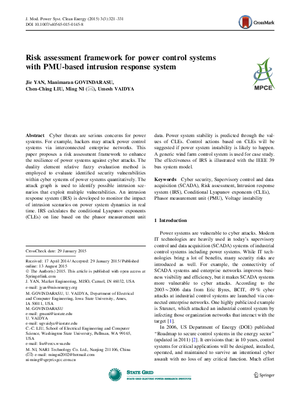 (PDF) Risk assessment framework for power control systems with PMU ...