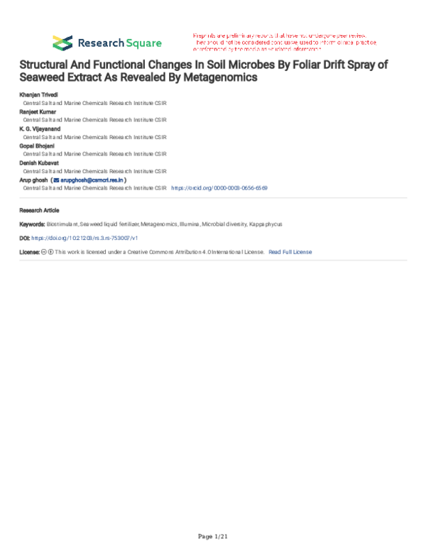 (PDF) Structural And Functional Changes In Soil Microbes By Foliar ...