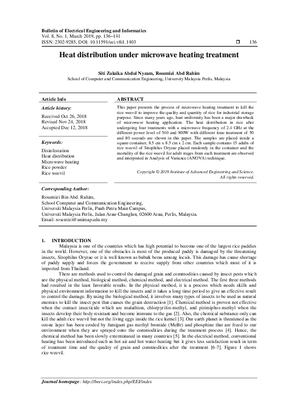 (PDF) Heat distribution under microwave heating treatment